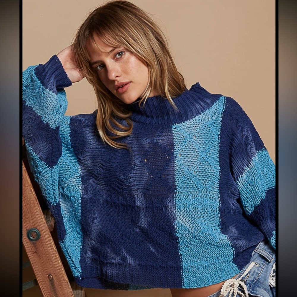 POL STRIPE OPEN KNIT DISTRESSED COLOR SWEATER ❤️NEW COLLECTION IN STORES❤️ - Picture 2 of 5